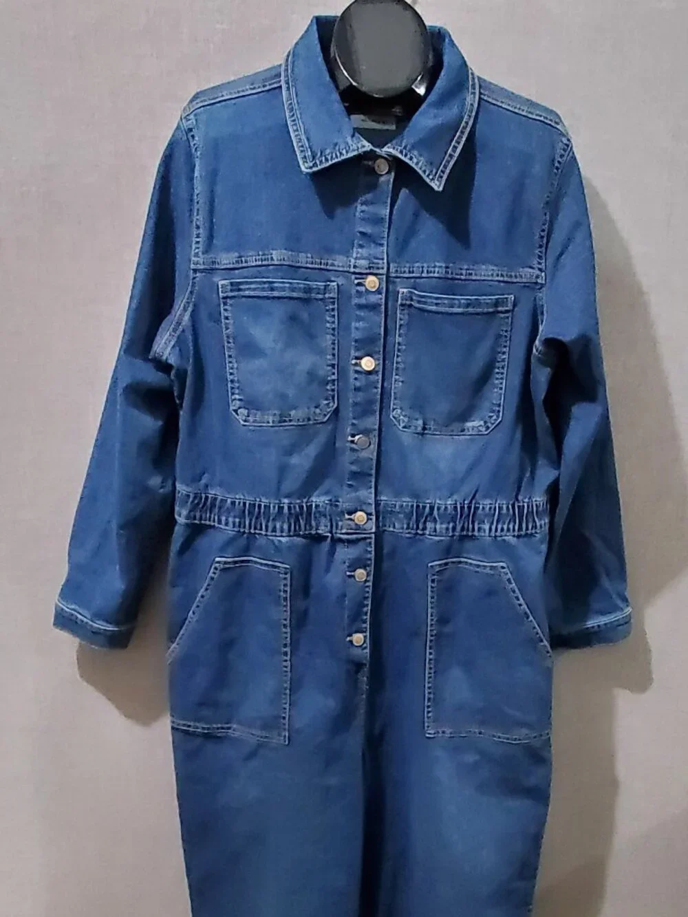 Celebrity Pink Juniors Denim Jumpsuit XXXL Blue Button Front Elastic Waist New - Picture 1 of 14